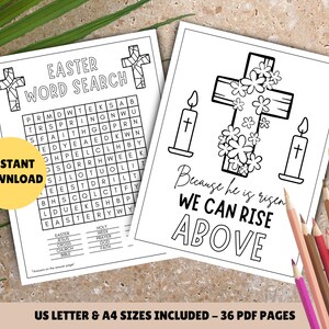 36 pagine - Libro di attività religiose pasquali per bambini! Attività pasquali cristiane per bambini STAMPABILI, scuola domenicale, Bibbia, attività in chiesa immagine 3