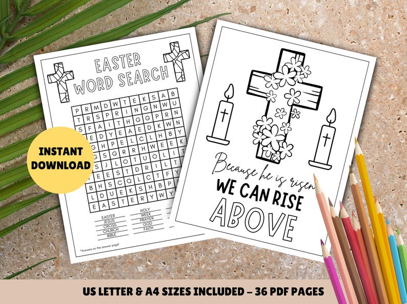 36 pagine - Libro di attività religiose pasquali per bambini! Attività pasquali cristiane per bambini STAMPABILI, scuola domenicale, Bibbia, attività in chiesa immagine 3