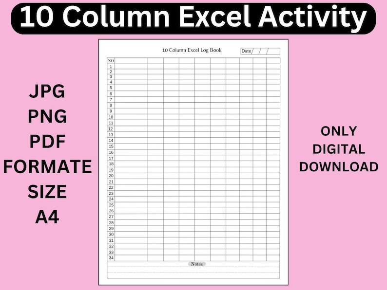 10 Column Ledger Book: Small Business Spreadsheet (PDF) - Etsy