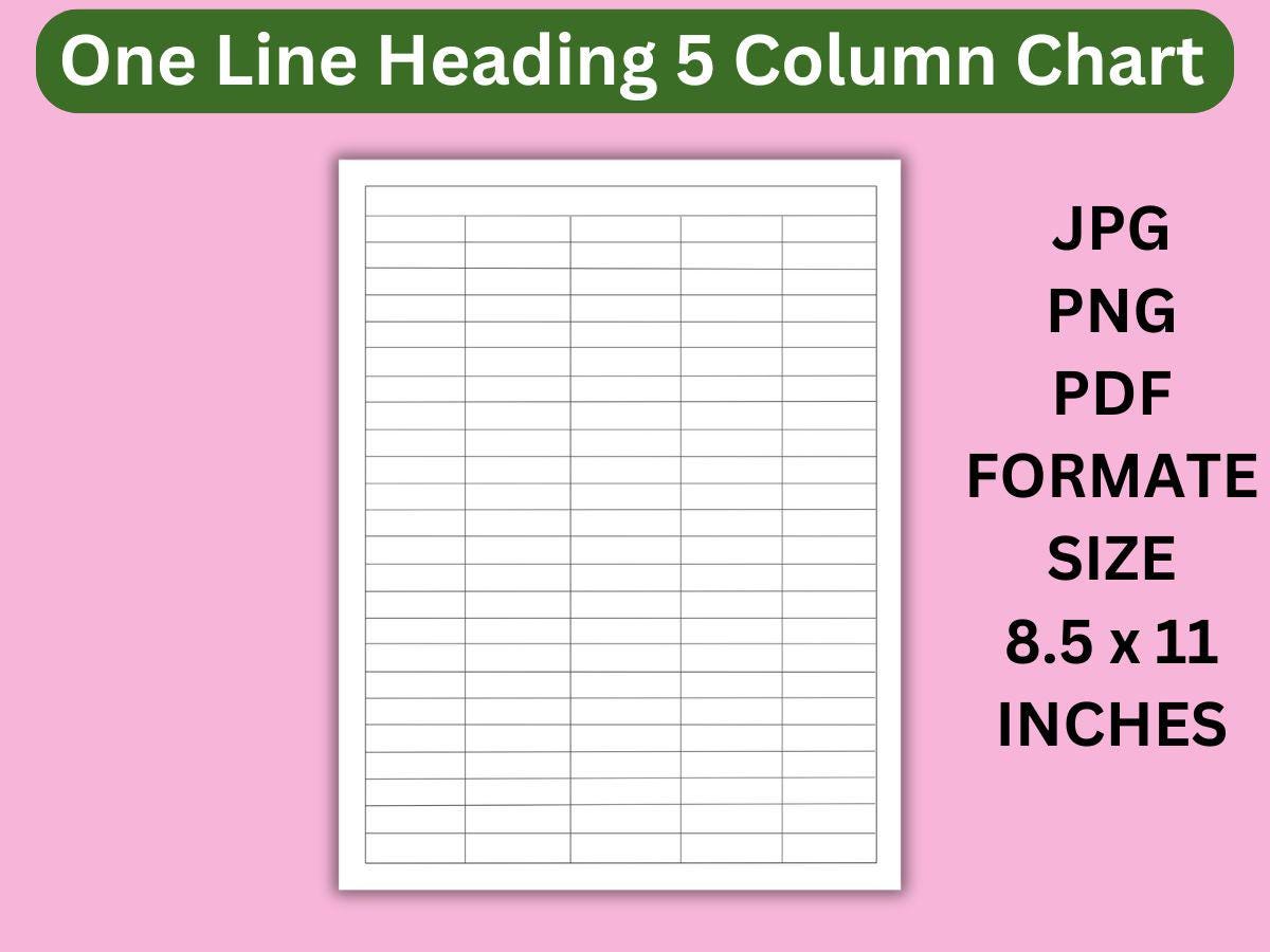 printable 5-column chart template: blank table grid (pdf, jpg, png