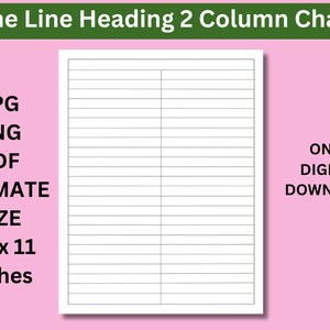 Printable Blank Column Chart Template: Lined Heading (PDF, JPG, PNG) - Etsy