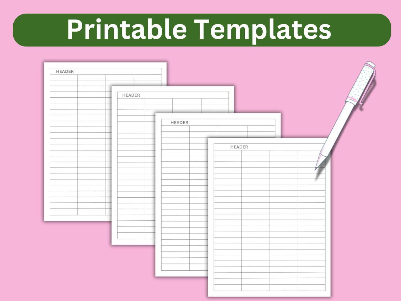 Printable Blank Column Chart Template: Lined Heading (digital Download ...