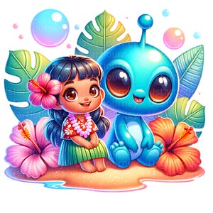 Stitch Summer Vibes Watercolor Splash Png, Stitch Floral Png, Cartoon Rainbow Aesthetic, PNG, JPG, SvG, PDF Digital File Instant Download