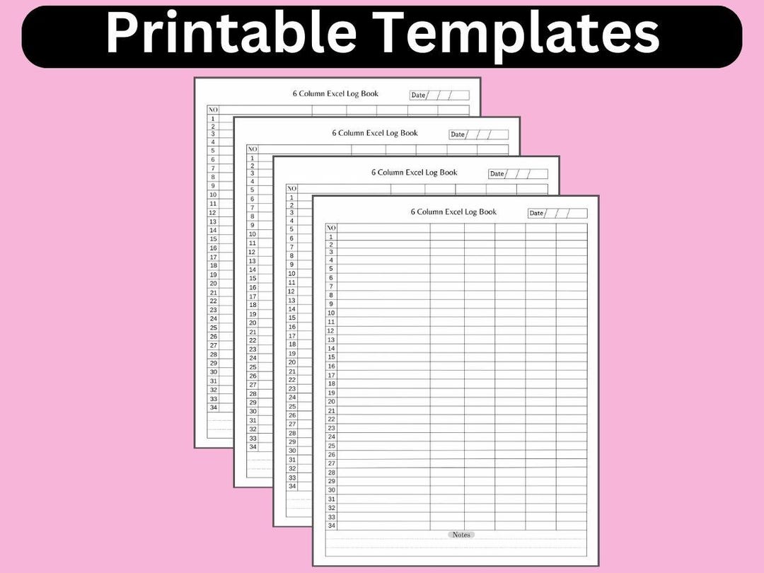 6 Column Excel Log Book: Small Business Ledger (printable PDF) - Etsy