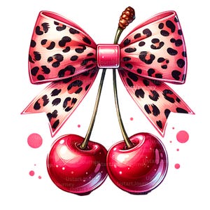 Cherry Coquette PNG Clipart: Valentine Bow Digital Download