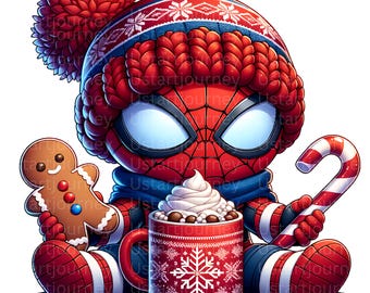 2 Spiderman Weihnachten Png, Jpg, Superheld Weihnachtskaffee Png, Kinderweihnachtssublimation, Frohe Weihnachten Png, Santa Weihnachten Png