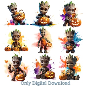 12 Groot Halloween Png splash Baby Groot png Obrazy cyfrowe do druku, koszulki, Groot Print High Resolution, natychmiastowe pobieranie cyfrowe