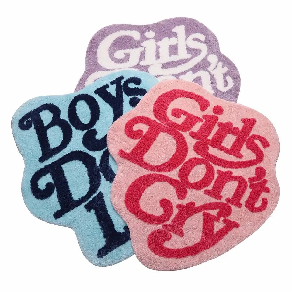 Custom Girls Don't Cry Shaggy Faux Wool Rug/Boys Don't Lie Rug