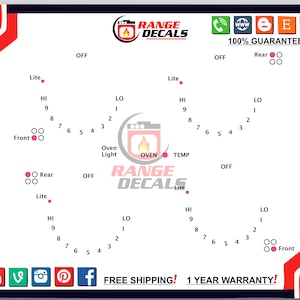 May include: A white diagram with red and black accents showing the placement of control knobs for a range or oven. The diagram includes labels for "Lite", "Hi", "Lo", "Temp", "Oven Light", "Front", and "Rear". The diagram also includes numbers 1 through 9 to indicate the positions of the knobs.