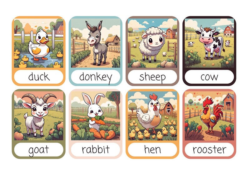 Farm Animals Flashcards | Educational Flashcards | Cute Animals ...
