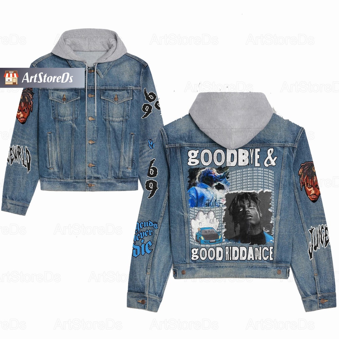 Christmas Juice Wrld Jacket, Juice Wrld Denim Jacket, Juice Wrld Hooded