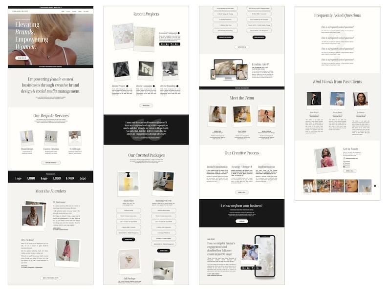 Minimalist Website Template for Canva, One-Page Canva Website Template for service based businesses, social media managers & brand designers image 5