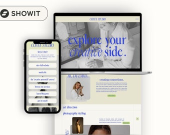 Showit Website Template for Photographers and Coaches, Website Design Bundle | wordpress blog theme, Podcast Website Template, UGC Website