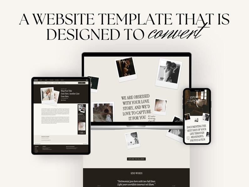 Premium Showit Photography Website Template Design | Website Portfolio Template for Videographers | Romantic, Classic, Modern Website Design image 9