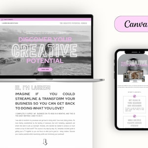 Canva Sales Page Website Template for coaches, influencers & small business owners | Coaching Sales Funnel Website Template for Canva Bright