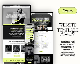 Bold Canva Website Template Bundle | Landing Page Website | Sales Funnel | Link-in-Bio Instagram Links | for coaches & small business owners