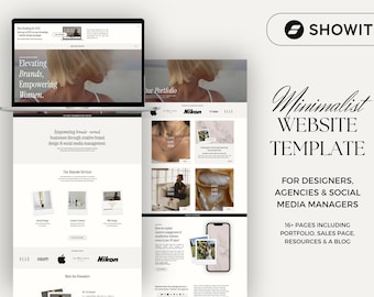 Minimalist Showit Website Template: Modern Design, Sales Funnel