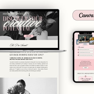 Canva Sales Page Website Template for coaches, influencers, small business owners, Coaching Sales Funnel Website Template, Fun Aesthetic