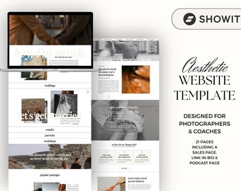 Showit Website Design Template Bundle for Wedding Photographers, Website for coaches, influencers | wordpress blog theme, Podcast Website