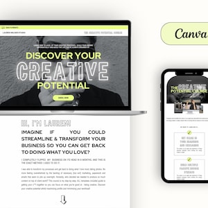Canva Sales Page Website Template for coaches, influencers & small business owners | Coaching Sales Funnel Website Template for Canva | Bold