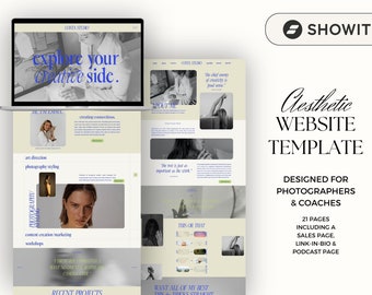 Showit Website Design Template Bundle, Website for photographers, coaches and influencers | wordpress blog theme, Podcast Website Template