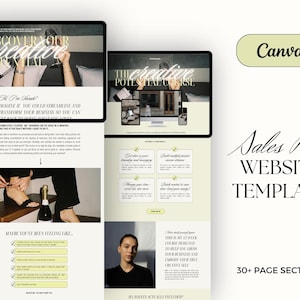Green Coaching Sales Funnel Website Template, Canva Sales Page Website Template for coaches, influencers, small business owners, Aesthetic
