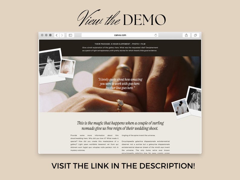 Premium Showit Photography Website Template Design | Website Portfolio Template for Videographers | Romantic, Classic, Modern Website Design image 10