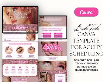 Lash Tech Acuity Scheduling Website Template | Pink Glitter Lash Tech Branding, Lash Tech Website, Nail Tech Acuity Scheduling, Pink & White