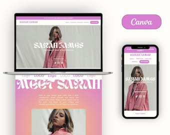 Creator Portfolio Website Landing Page for coaches, influencers, micro-influencers & content creators, UGC Portfolio Website Template Canva