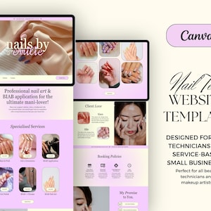 Nail Tech Website Template for Canva, One-Page Website Template for Lash Techs, Beauty Therapists, Wellness Coaches, Canva Website Template