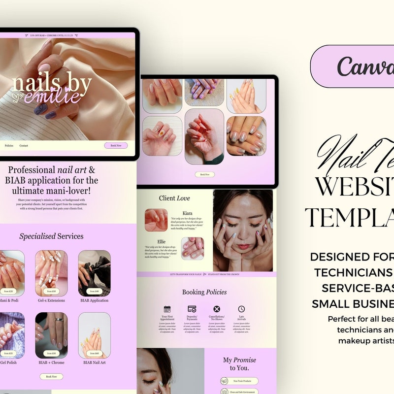 Nail Tech Website Template Etsy