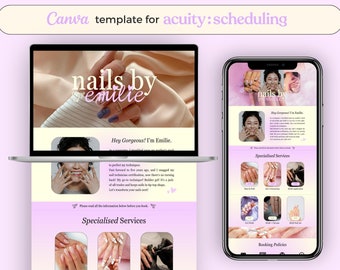 Nail Tech Acuity Scheduling Canva Template | Scheduling site for Nail Technicians, Nail Artist Website, Lash Tech Website, Custom Acuity