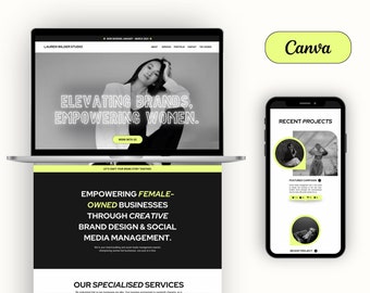 One-Page Canva Website Template for Small Business Owners, Social Media Managers, Brand Designers, Service-Based Businesses | Canva Website