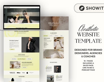 Aesthetic Showit Website Template, Social Media Manager, Virtual Assistant