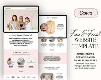 Modern Website Template for Canva | One-Page Canva Website Template for photographers, coaches, social media managers and brand designers