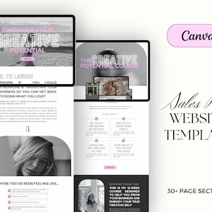 Coaching Sales Funnel Website Template for Canva, Canva Sales Page Website Template for coaches, influencers & small business owners, Bright