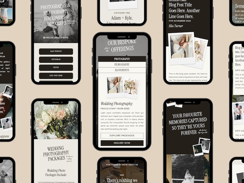 Premium Showit Photography Website Template Design | Website Portfolio Template for Videographers | Romantic, Classic, Modern Website Design image 4