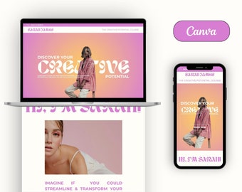Coaching Sales Funnel Website Template for Canva | Canva Sales Page Website Template for coaches, influencers & small business owners | bold