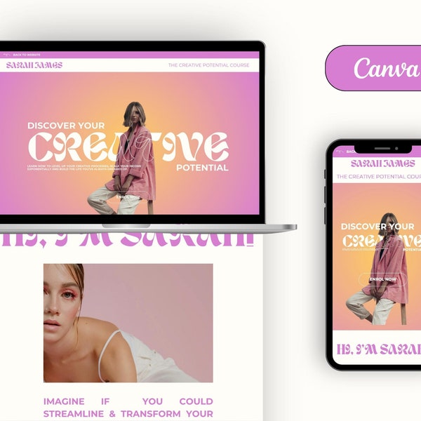 Coaching Sales Funnel Website Template for Canva | Canva Sales Page Website Template for coaches, influencers & small business owners | bold