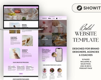 Bold Showit Website Template, Brand Agency, Podcast, Sales Funnel