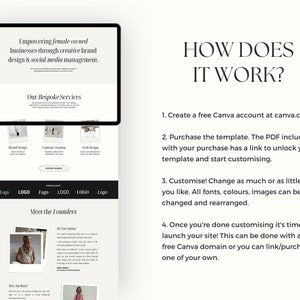 Minimalist Website Template for Canva, One-Page Canva Website Template for service based businesses, social media managers & brand designers image 6