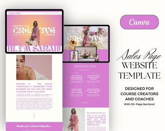 Coaching Sales Funnel Website Template for Canva | Canva UGC Sales Page Website Template for coaches, influencers & ugc content creators