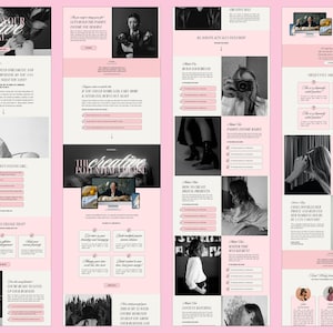 A bright pink background with screenshots of the sales page website template
