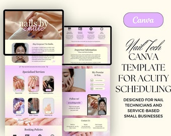 Acuity Scheduling Canva Template for Nail Tech | Scheduling site for Nail Technicians, Nail Artist Website, Lash Tech Website, Custom Acuity