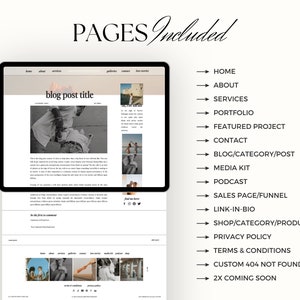 Showit Website Design Template Bundle for Wedding Photographers, Website for coaches, influencers wordpress blog theme, Podcast Website image 6