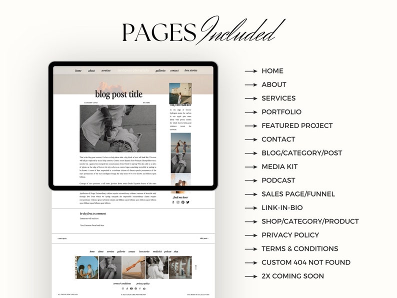 Showit Website Design Template Bundle for Wedding Photographers, Website for coaches, influencers wordpress blog theme, Podcast Website image 6