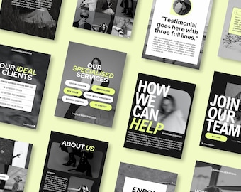 Bold Neon Green Instagram Templates, Small Business Canva Carousel (Digital Download)
