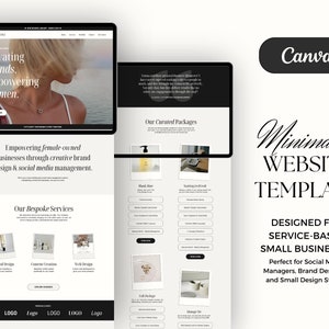 Minimalist Website Template for Canva, One-Page Canva Website Template for service based businesses, social media managers & brand designers image 1