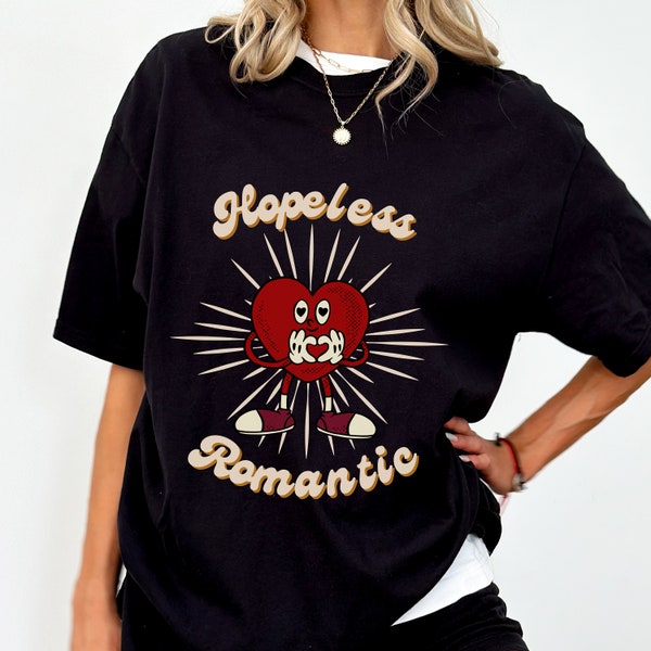 Hoffnungslos Romantisches Valentinstag Shirt, Lustiges Valentinstag T-Shirt, Komfort Farben T-Shirt für Frauen, Retro Valentinstag, Vintage Valentinstag