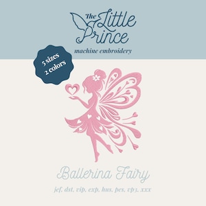 Diseño de bordado a máquina de hada bailarina: Princesa mágica del ballet (5 tamaños) (Archivo digital)